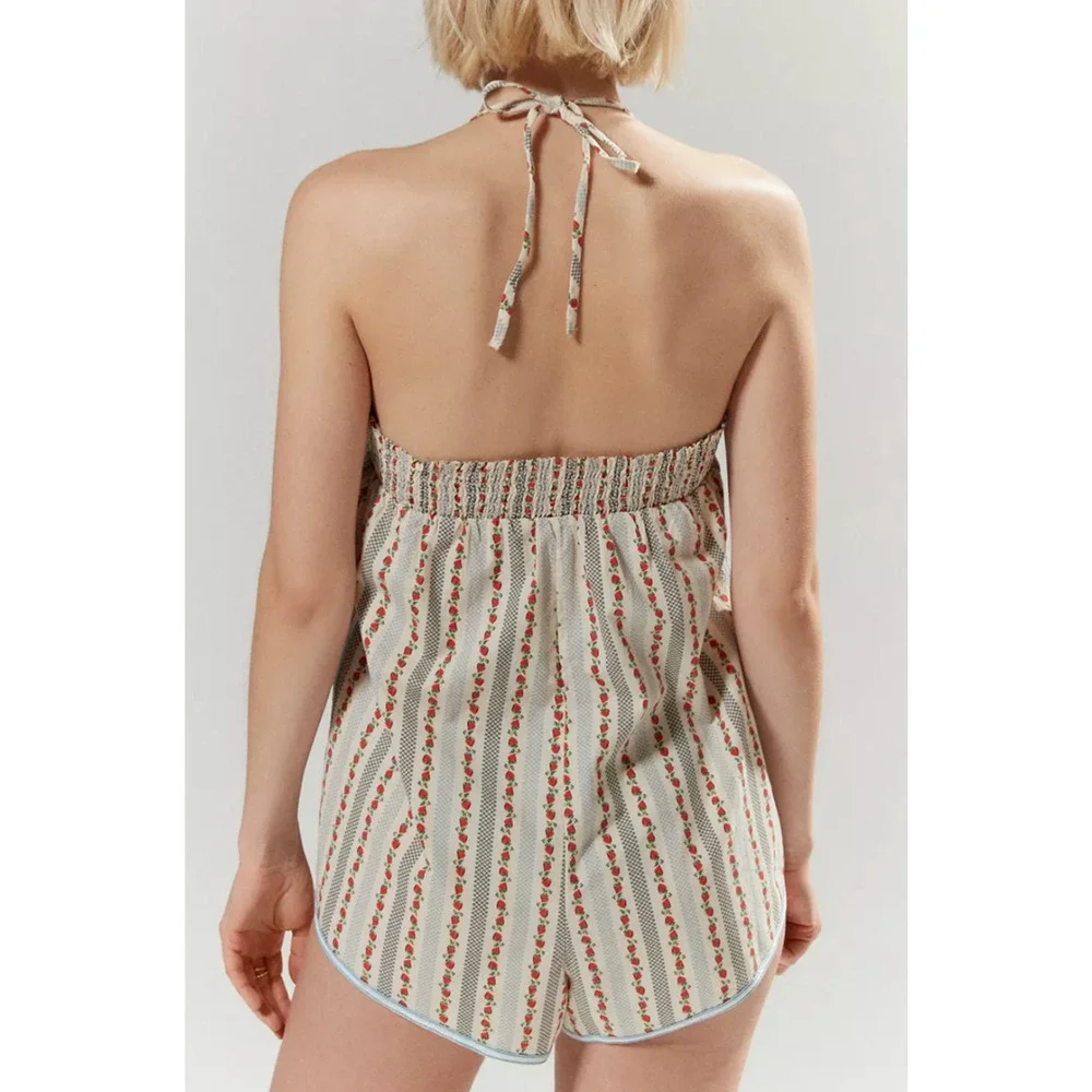 OUT FROM UNDER URBAN OUTFITTERS STRAWBERRY PJ ROMPER ONE PIECE PAJAMAS SZ S